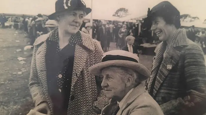 Edith Somerville (of Somerville & Ross – Irish RM authors, Castletownshend) (seated) at Clonakilty Show 1937 – pictured with Lady H.A. Coghill (left) and Miss S Warren (right). Photo courtesy of James Herrick.