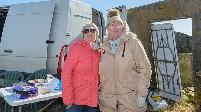Liz Quinn (Ballinspittle) and Evelyn Draper (Kilbrittain) enjoying the sunshine at the De Courcey Classic and Vintage Club members’ tillage day in Garrettstown with views of the Atlantic ocean, the Old Head of Kinsale, Garrettstown beach and Garrylucas beach on a breezy and sunny spring day.
Picture: David Patterson, Tractor Run - Cork