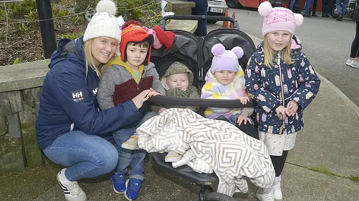 NEWS 8/3/2026 Pictured at the tractor run at Ahiohill Co Cork was Tanya Sheehan from Ahiohill with her children Mathew, Andrew, Grace and Hannah. Picture Denis Boyle