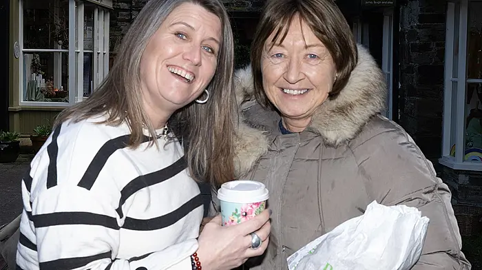 Kilbrittain ladies Jimeve O'Neill (left) and Amanda Tobin out and about on a visit to Clonakilty.  (Photo: Martin Walsh)