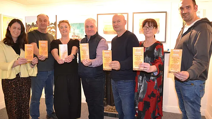 Ballydehob Trad Festival will run from March 27th to 29th  and was launched at Rosie's Bar in Ballydehob recently. From left: Sandra Walsh, Noel Camier, Maria Cotter, Cllr Finbarr Harrington (who officially launched the festival), Ivan Camier, Ann Redmond and James Levis, all committee members.    (Photo: Anne Minihane)
