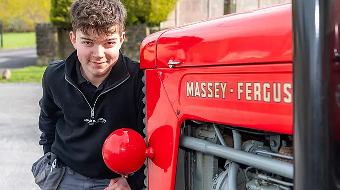 Matthew O'Neill from Bandon took part in the charity tractor, car and motorbike run in Crookstown in a 1963 Massey Ferguson 65.   (Photo: Andy Gibson)