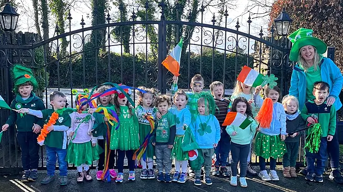 Children from Explore the World Montessori Pre-School in Kilmalooda, Ballinascarthy doing their annual parade in honour of St Patrick.