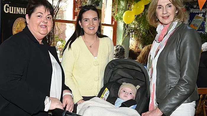 At the coffee morning in De Barra's Folk Club, Clonakilty (left to right): Deirdre O'Regan, Laura Fehily, James Fehily (four months) and Maura McRanor, all from Clonakilty. Photo: Martin Walsh.