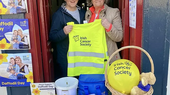 AnneMarie and Julian collecting money for Daffodil Day at the Olympic Tavern. A sum of €2,625 was raised and thanks was expressed to everyone who generously supported the bucket collection.