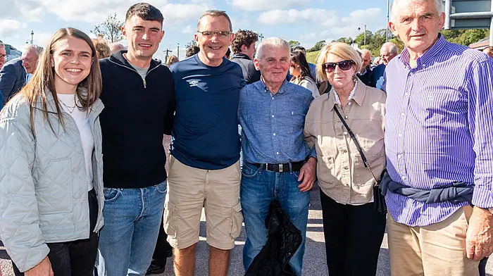 Bantry,. West Cork, Ireland. 3rd Oct, 2026. The IFA held an event to mark the 60th Anniversary of the 1966 Farmers Rights March from Bantry to Dublin today. The event, held in Bantry Square, the starting point of the march, drew a huge attendance, including 5 of the remaining original marchers. At the event were Gráinne; Brian; Declan; Pat; Martina & Kieran McCarthy from Drimoleague. Picture: Andy Gibson.