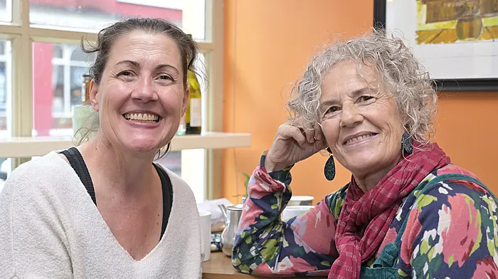 Clonakilty ladies (left to right): Jennifer Brennan and Noeleen Fitzpatrick having a chat and a cuppa in Gearóidín’s Restaurant and Catering in Pearse Street, Clonakilty. Photo: Martin Walsh.