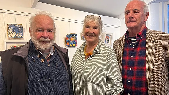 Artists Jim Turner and Etain Hickey with Herman Kemp who officially opened their exhibition with Laura Wade, Grounded in Nature, at the Loft Gallery Clonakilty on Culture Night.
