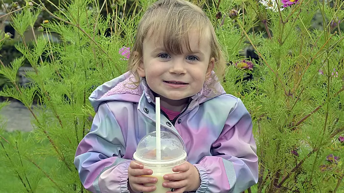 Ivy Blackwell, Clonakilty enjoying some flavoured milk from Bó Bainne Úr at the local Friday market.
(Photo: Martin Walsh)