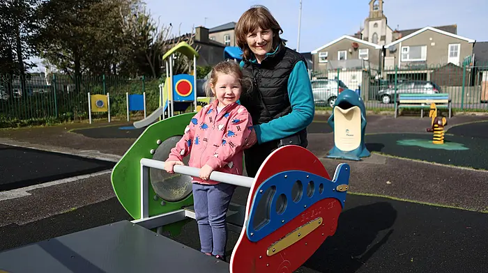 Noreen O'Sullivan and her grandchild, Shona Barron, enjoying a lovely afternoon together at the playground in Schull.  (Photo: Carlos Benlayo)