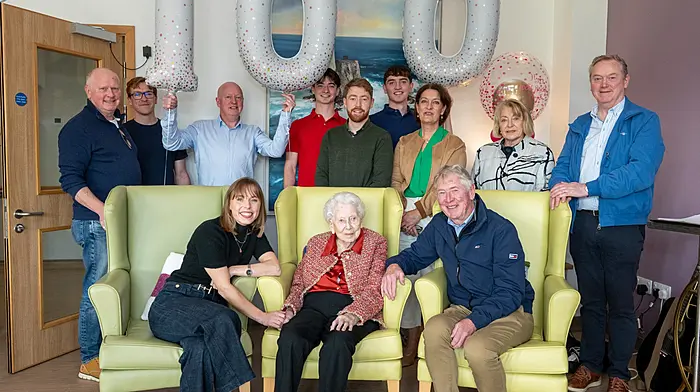 Kinsale native Angela Brennan celebrated her 100th birthday with family at Haven Bay Care Home in Kinsale last week.   (Photo: John Allen)