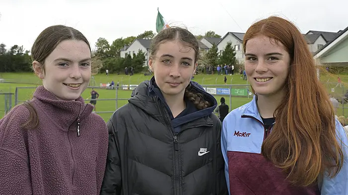 Argideen Rangers supporters Jill O'Leary, Isabel Harte and Caelinn Coomey at the Co-op Superstores premier county junior hurling championship semi-final against Kilshannig in Coachford.   (Photo: Martin Walsh)