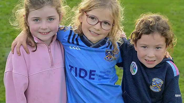Supporting the Barryroe team at the Co-Op Superstores premier county junior hurling championship semi-final were Emily Dineen, Katie Murphy and Fiadh Cahalane.  (Photo: Martin Walsh)