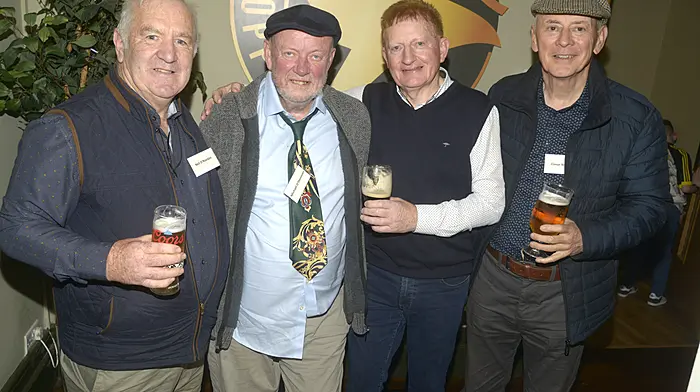 NEWS 17/10/2026 Pictured at the Copper Grove Bandon at the school reunion for the class of 1976 from Hamilton high school was Neil O'Riordan, Bandon Michael O'Donovan, Dunmanway Vincent O'Donovan, Courtmacsherry and Conor Nyhan, Bandon. Picture Denis Boyle