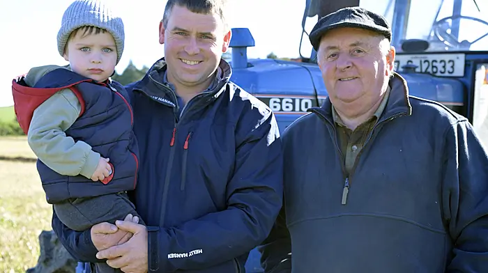 Enjoying the annual Clonakilty Ploughing Match that was held on the lands of Sean O'Neill and Eoin McCarthy Richfordstown, Clonakilty. were (left to right): Jerome and Jerry O'Driscoll, Timoleague and Richard White, Rosscarbery. Photo: Martin Walsh.