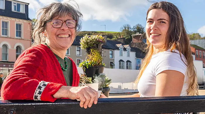 Rachel and Ciara Glenn from Bantry enjoying some lunch at the market in Bantry last Friday.  (Photo: Andy Gibson)