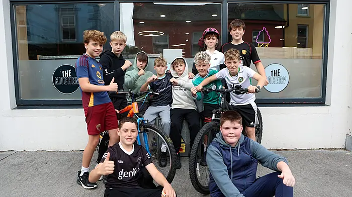 There were smiles all round as students from Schull Community College enjoyed a day away from the classroom on Wednesday  when teachers took part in a nationwide protest. Pictured are TJ Barry, Callum Hegarty, Jayden O'Callaghan, Rory O'Driscoll, Joey Bennett, Caolan Cleary, Ben Mason, Aidan O'Driscoll, Conor Keohane, Daithi Carroll and Ross McSweeney. (Photo: Carlos Benlayo)