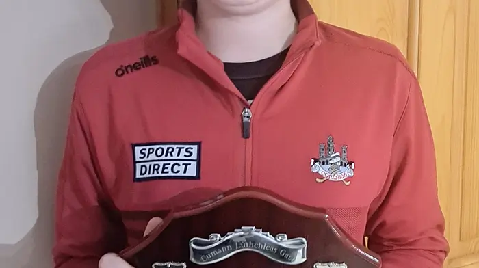 Jamie O’Leary, captain of the Courcey Rovers U12 hurling shield winning team in the Rebel Óg shield competition 2026, versus St Oliver Plunketts in Ballineen.