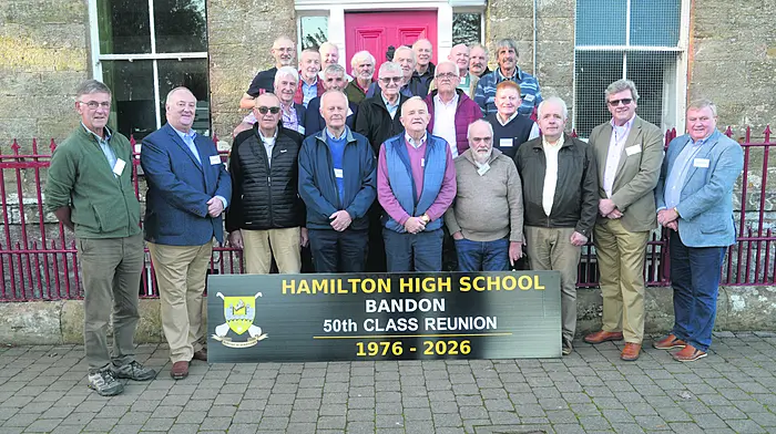 Past pupils on a visit back to Hamilton High School after 50 years at the school reunion for the class of 1976.   (Photo: Denis Boyle)