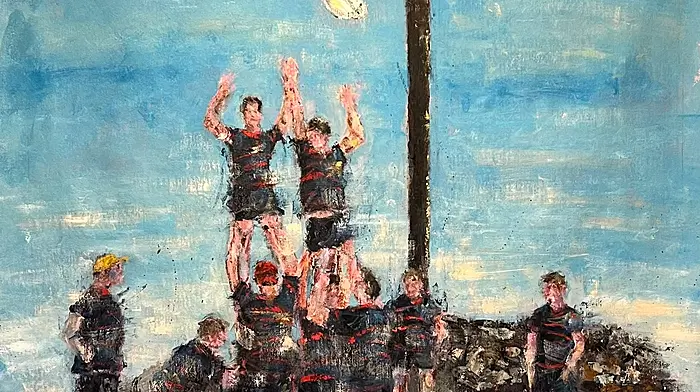 To mark Bantry Bay RFC’s centenary year, Bantry artist Danny Vincent Smith has created this unique interpretation of one of the year’s most memorable occasions — the first ever scrum and lineout staged on Carrauntoohil, Ireland’s highest mountain. The climb brought together rugby, friendship and adventure in a fitting celebration of 100 years of Bantry Bay RFC. Danny’s painting captures the spirit of that day and turns it into a permanent piece of the club’s centenary story. This one-off original artwork will be auctioned at the Bantry Bay RFC Centenary Gala Dinner on November 7.