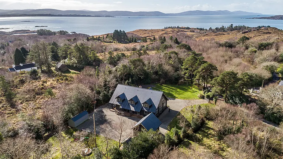 There are plenty of grand design statements throughout the house including the vast entrance hallway, sophisticated kitchen and timber-clad walls.