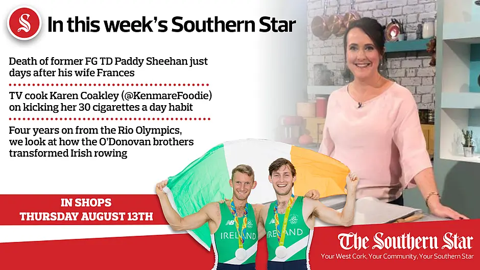 In this week's Southern Star: Death of former FG TD Paddy Sheehan; TV cook Karen Coakley on kicking the smokes; How the O'Donovan brothers transformed Irish rowing Image