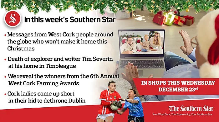 In this week's Southern Star: The death of Tim Severin, Cork come up short in All-Ireland bid & home for Christmas - or is it? Image
