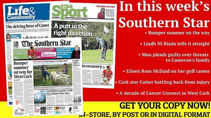 Bumper summer on the way; Gorse fires cause major damage to local wildlife; Liadh Ní Riada tells it straight; Eileen Rose McDaid on her golf career; A decade of Cancer Connect in West Cork Image