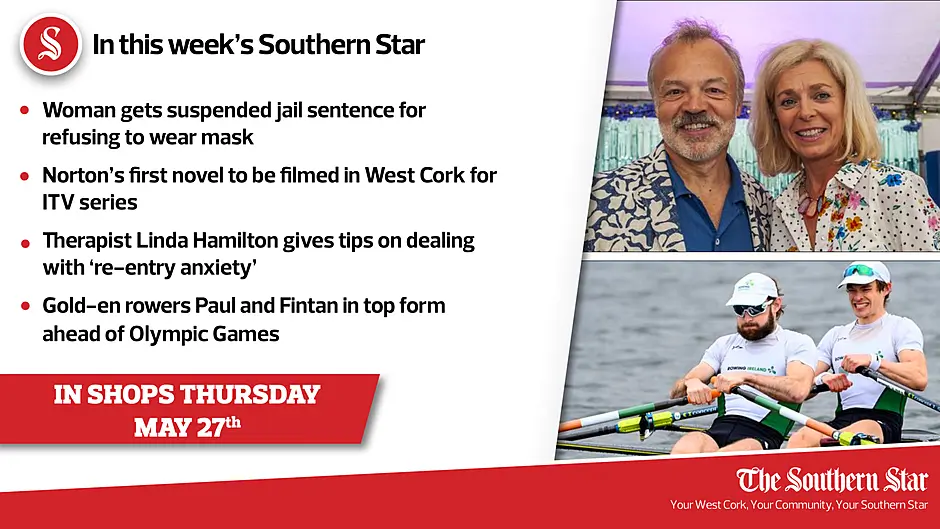 Graham Norton's novel to be filmed in West Cork; Woman gets suspended jail sentence for refusing to wear mask; Dealing with 're-entry anxiety'; Paul and Fintan in top form ahead of Olympic Games Image