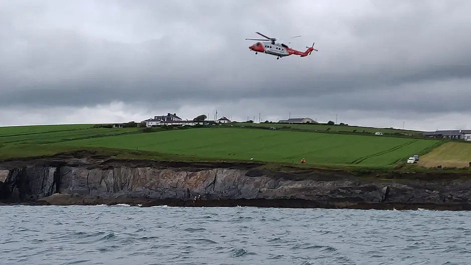 Kinsale RNLI crew on training exercise spot man in difficulty in sea Image