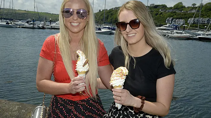 Enjoying an ice cream at the Dock beach in Kinsale were Marguerita Dawson and Maria Ring. (Photo: Denis Boyle)