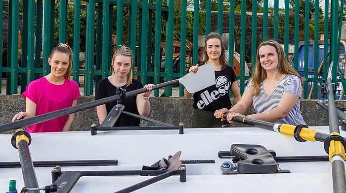 Clockwise from above: Mini McKenna,Katie Leonard, Cathy Limrick and Dawn Pearce getting ready to start their first rowing lesson on Keelbeg Pier. Nicole Kelly at Garrylucas beach and John and Ita O'Rourke. enjoying the weather at the popular beach.  (Photos: Andrew Harris and Denis Boyle)