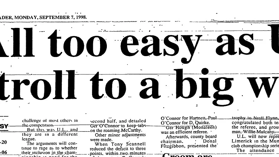 THE INSIDE TRACK: Good times when we put UL footballers on the Limerick GAA map Image