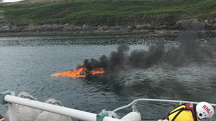 Crew taken off burning rib before it sinks off Sherkin Image