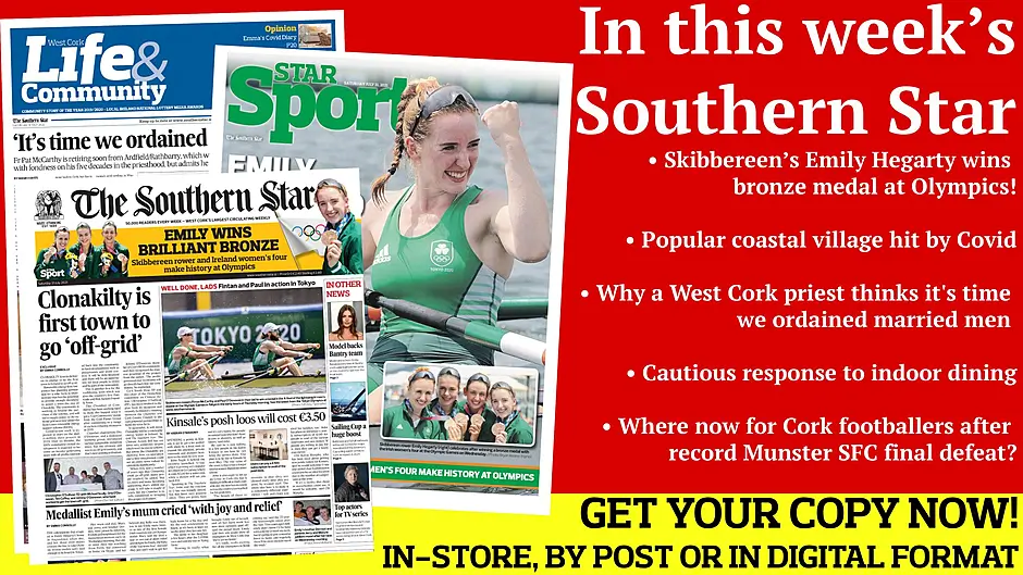 Teen gets detention; Popular coastal village hit by Covid; Supermodel's boost for Bantry basketball; Cautious response to indoor dining; Why a West Cork priest thinks it's time we ordained married men Image