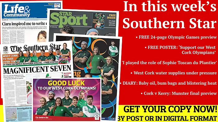 24-page Olympic Games preview magazine; FREE West Cork Olympians poster; 'I played the role of Sophie Toscan du Plantier'; West Cork water supplies under pressure; How Olympic athletes’ families will last the pace Image