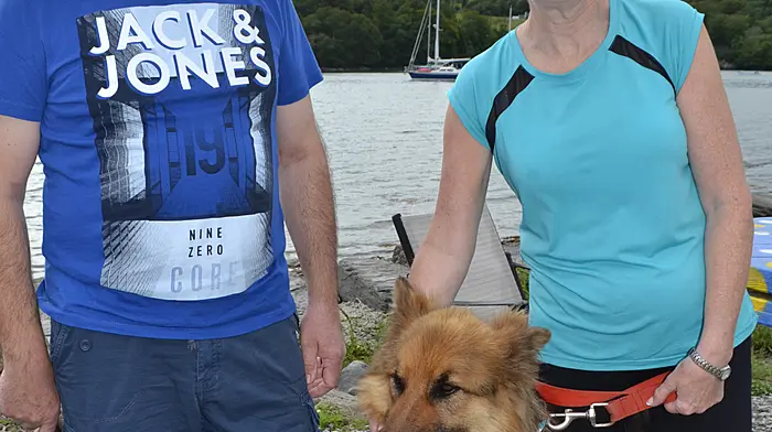 Michael and Claire Coughlan with Jake out for a walk at Raheen near Union Hall last weekend. Photo: Anne Minihane.