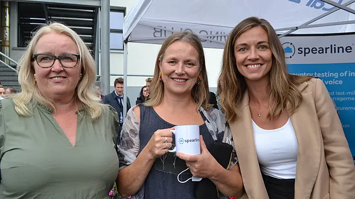 Sue McCarthy, mum of Olympic gold medallist Fintan with Michelle Power of UCC and TD Holly Cairns at the Spearline reception in Skibbereen. (Photo: Anne Minihane)