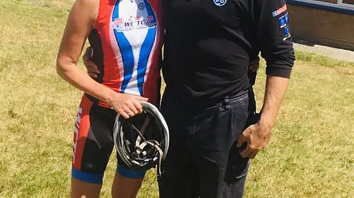 Brian and Ber at a triathlon just a few weeks before her diagnosis.
