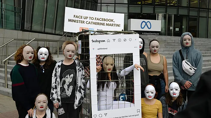 Schull students protest at Facebook HQ today Image