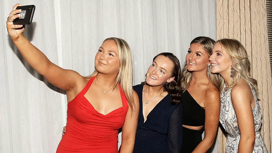 Sophie Hurley, Emma Tarrant, Laura Barr and Meabh O'Donovan enjoying the celebration evening in honour of the 2020 county championship-winning West Cork senior ladies' football team. (Photo: Paddy Feen)