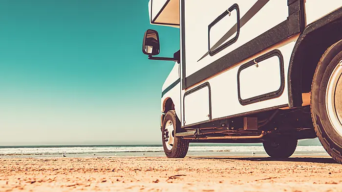 Beaches were packed with camper vans Image