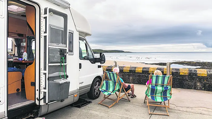 Declan and Paula O’ Mahony from Bandon relaxing in their deckchairs in Garrettstown.