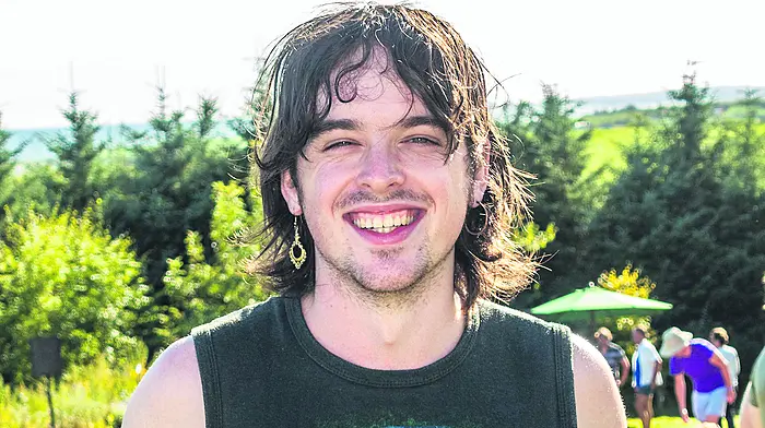 Sing Street actor and musician Ferdia Walsh Peelo was at the Fair Days music festival in Ardfield at the weekend. Ferdia was playing with his band The Fynches, which headlined the music festival on Camus Farm. 														                (Photo: Andy Gibson)