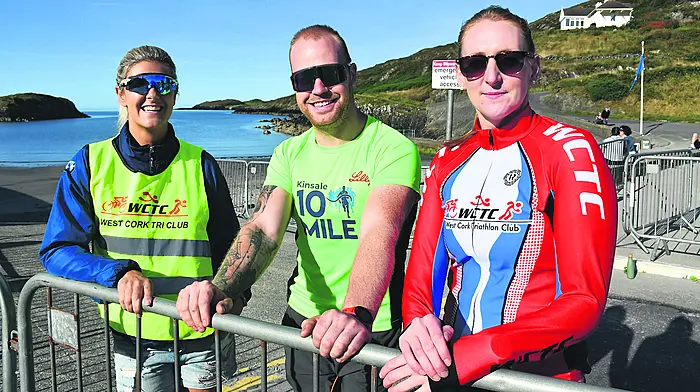 West Cork Triathlon Club members Fiona O’Donnell, Ryan O’Mahony and Michelle Lonergan.           (Photos: Anne Minhane)