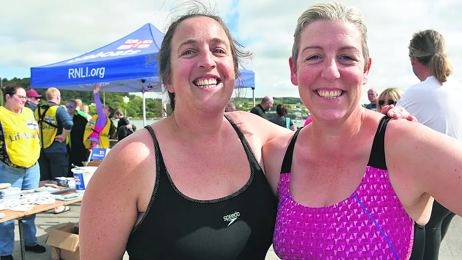 Ellen O’Connor, Tragumna and Norma Mulcahy, Clonakilty both took part in the Union Hall RNLI swim last Sunday 
afternoon. 			    (Photo: Anne Minihane)