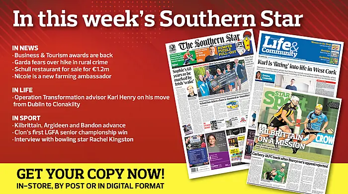 In this week's Southern Star: Business & Tourism awards are back; Garda fears over hike in rural crime; Schull restaurant for sale for €1.2m; Nicole is a new farming ambassador; Operation Transformation advisor Karl Henry on his move from Dublin to Clonakilty; Kilbrittain, Argideen and Bandon advance; Clon's first LGFA senior championship win; Interview with bowling star Rachel Kingston Image