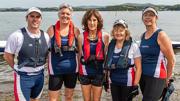 Courtmacsherry coxed Women’s Quad crew consisting of cox Brian Whelton with Catherine Healy, Mary O’Donovan, Anne Walsh and Anna O’Sullivan.