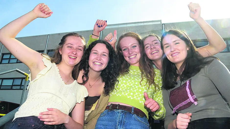 Aoife Walsh, Mia Casey, Eva Crowley, Anna Peare and Sylvie Plant at Kinsale Community School.							         		              (Photo: Denis Boyle)