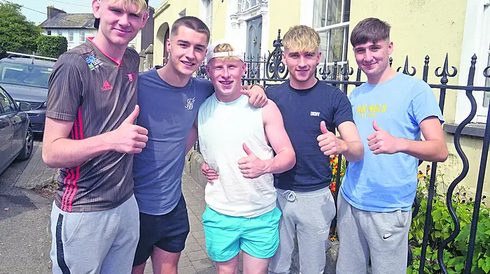 At St Brogan’s College were Mark O’Shea, Luke Quinlan, Ciaran Hurley, Eoin O’Neill and Rory Desmond. (Photo: Denis Boyle)
